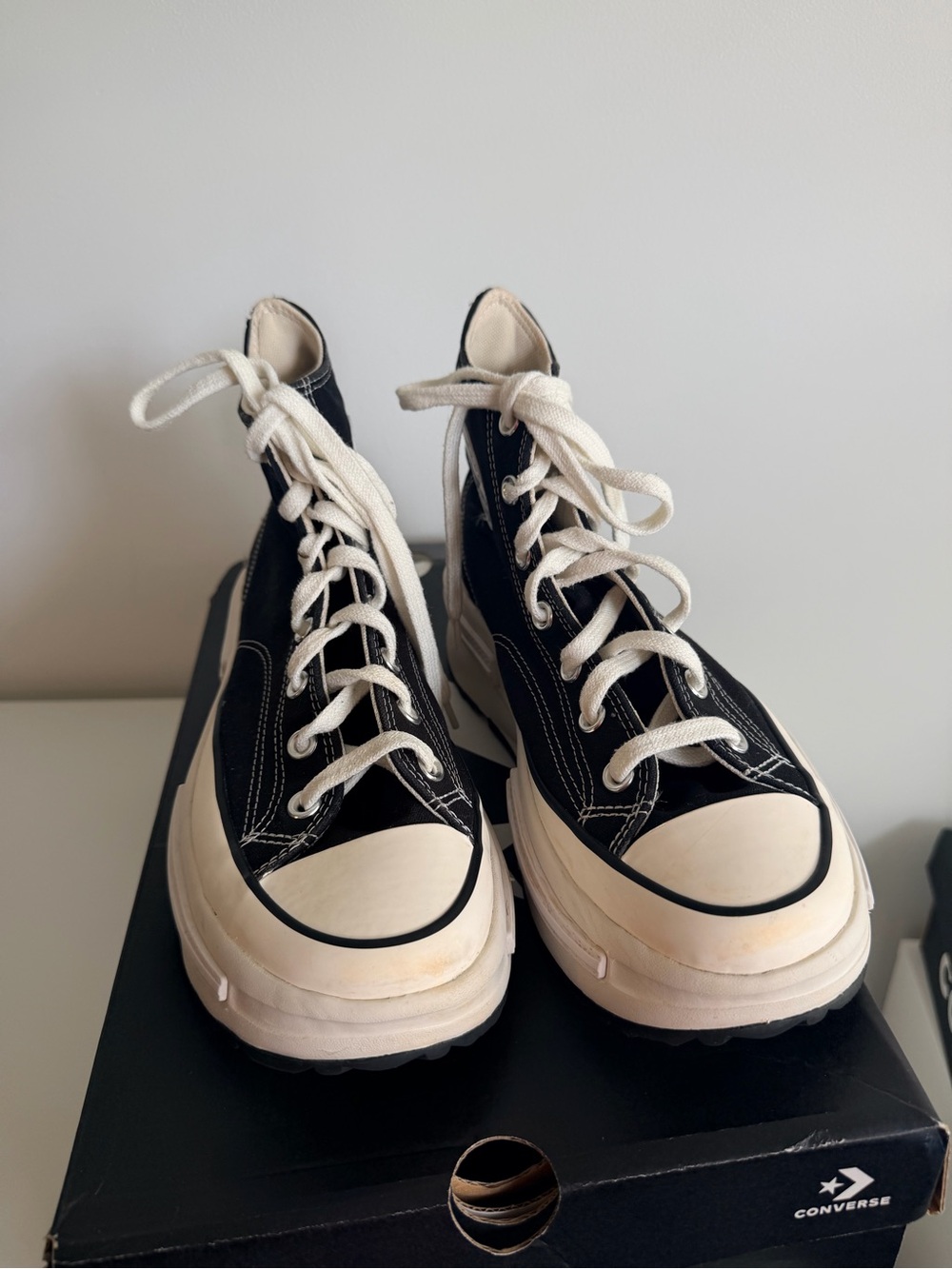 Converse Black Canvas High-Top Sneakers with white Soles size 9